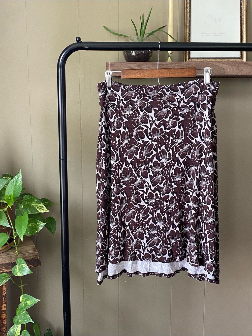 LuLaRoe Brown Floral Midi Skirt